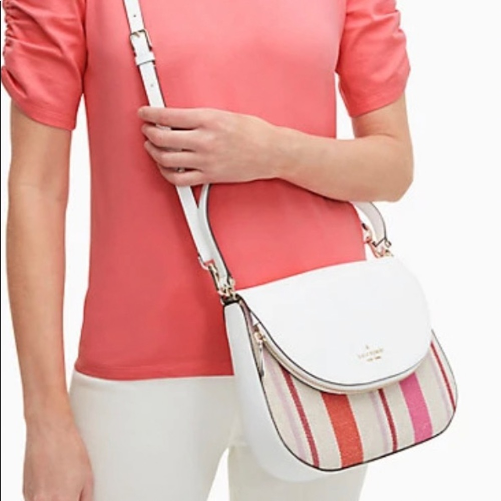 Authentic Kate spade leather/canvas flap crossbody - Picture 3 of 14